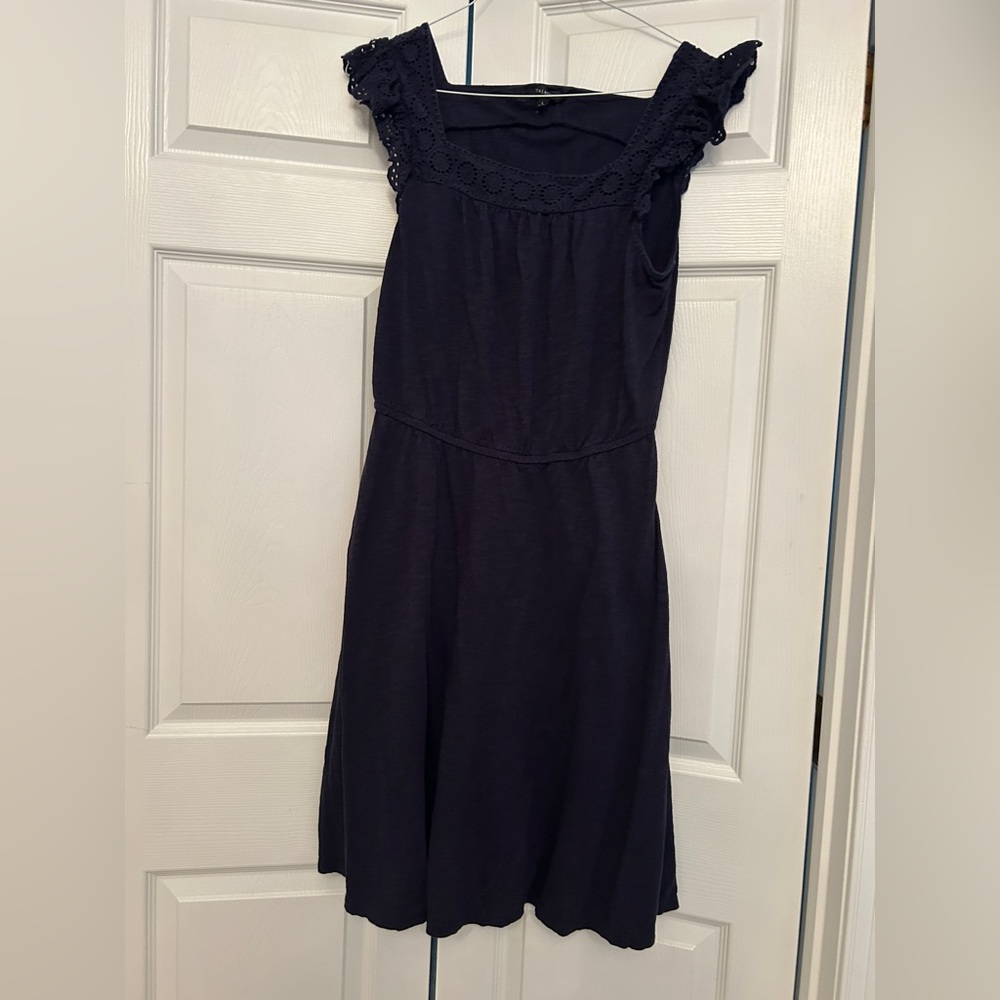 Talbots Navy Midi Cotton Dress SZ L